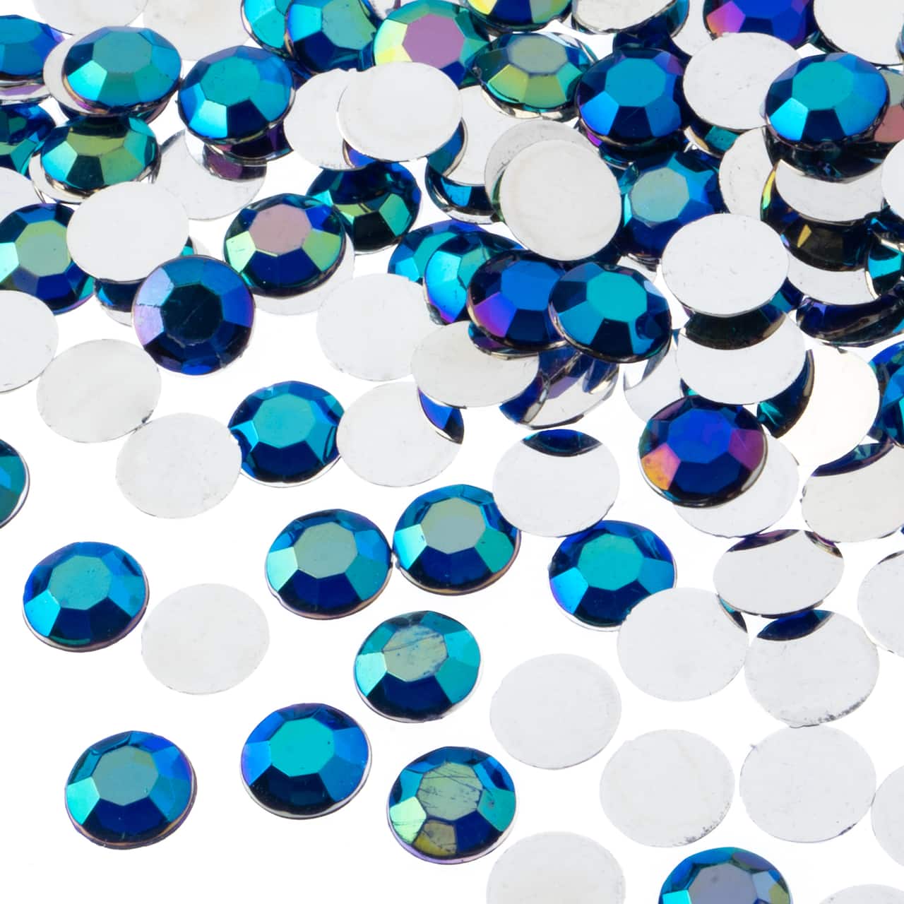 John Bead Acrylic Round Flat Back Rhinestones, 10mm